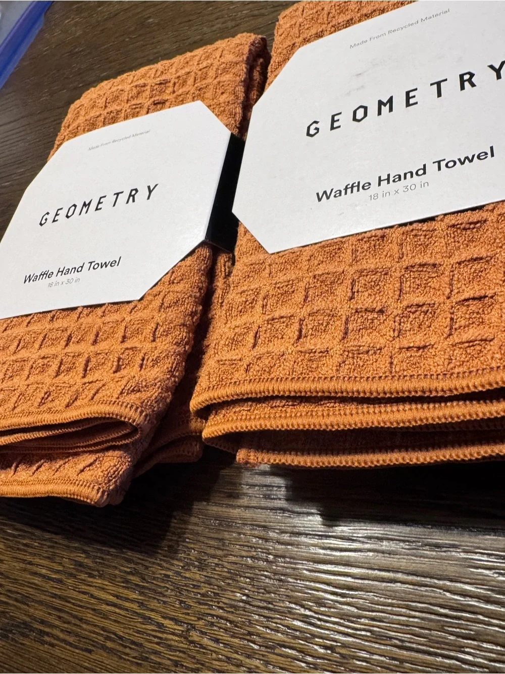NWT Geometry Set of Two Waffle Knit Hand Towels - Clay
